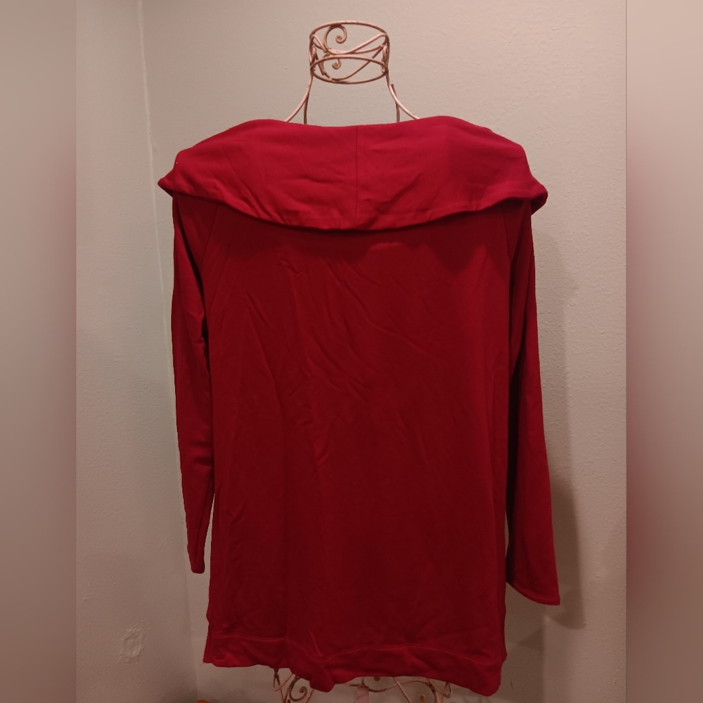 CHICOS Red Cowlneck Sweater - Picture 3 of 8